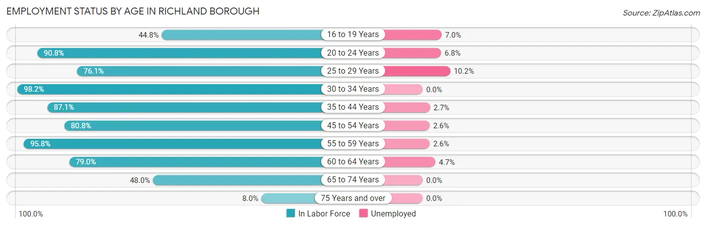 Employment Status by Age in Richland borough