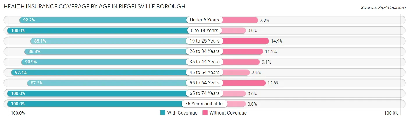 Health Insurance Coverage by Age in Riegelsville borough