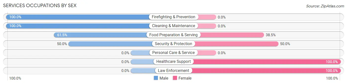Services Occupations by Sex in Riegelsville borough