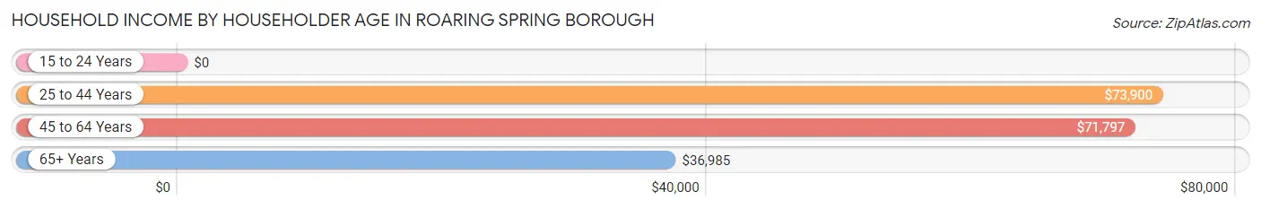 Household Income by Householder Age in Roaring Spring borough