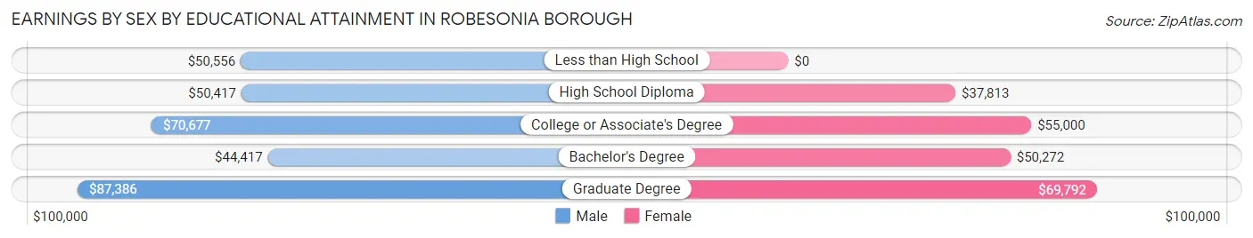 Earnings by Sex by Educational Attainment in Robesonia borough