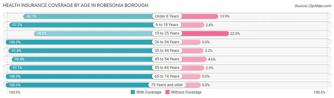 Health Insurance Coverage by Age in Robesonia borough