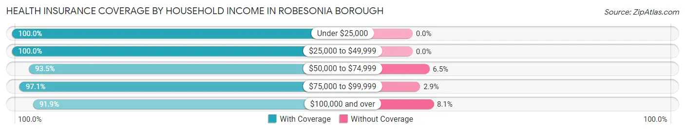 Health Insurance Coverage by Household Income in Robesonia borough