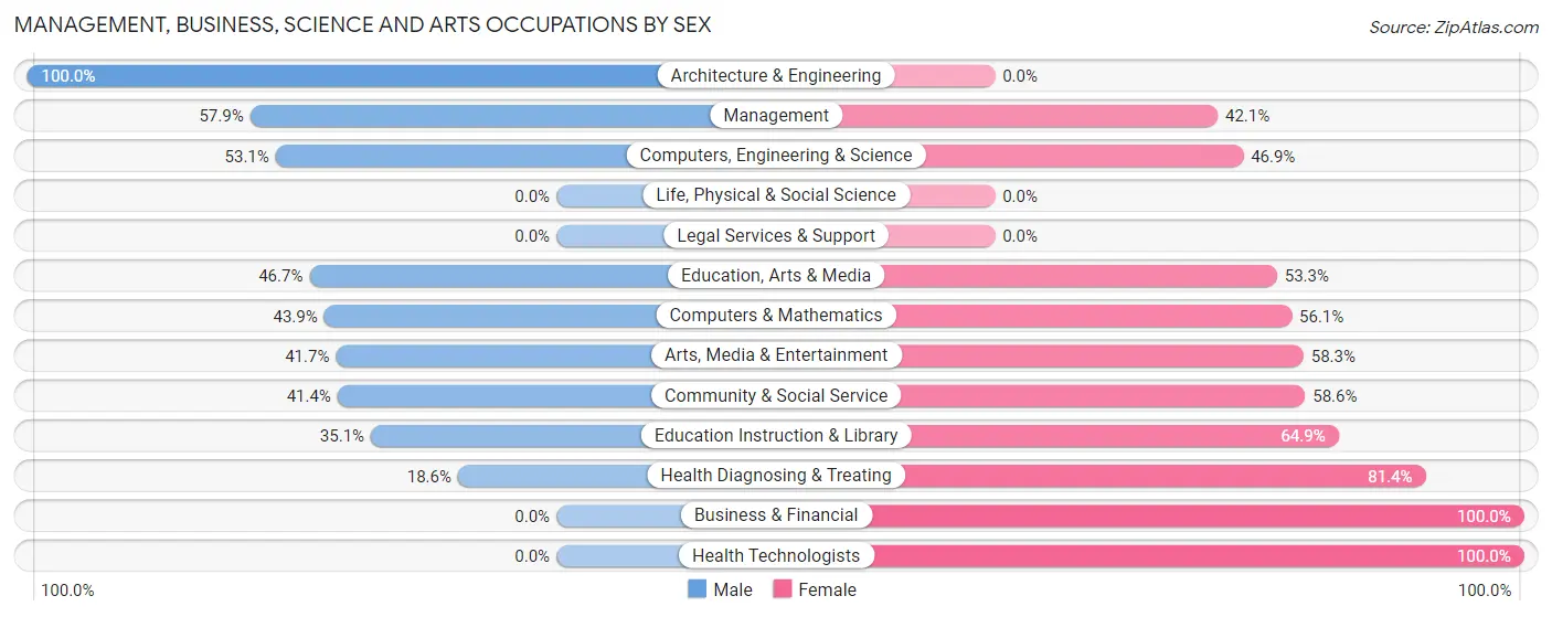 Management, Business, Science and Arts Occupations by Sex in Rochester borough