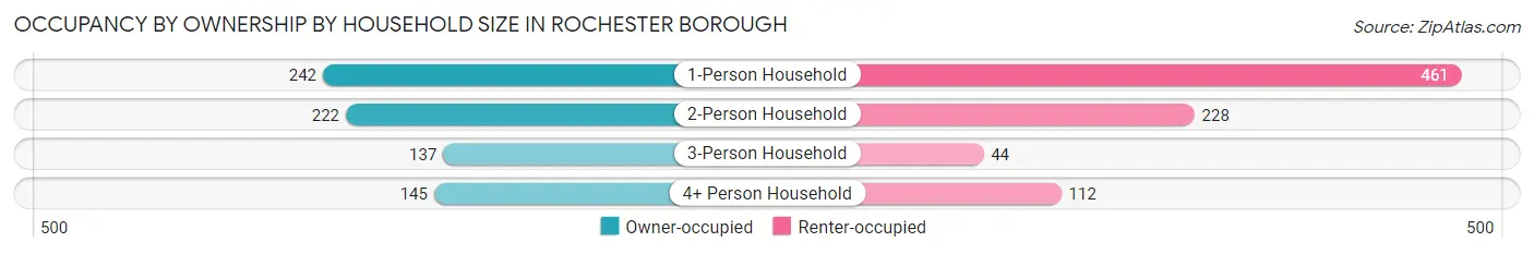 Occupancy by Ownership by Household Size in Rochester borough