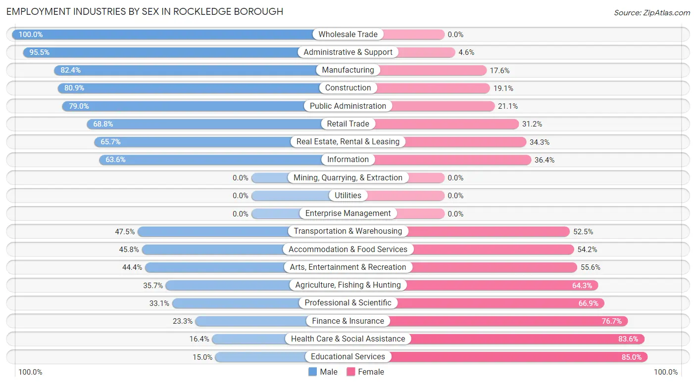 Employment Industries by Sex in Rockledge borough