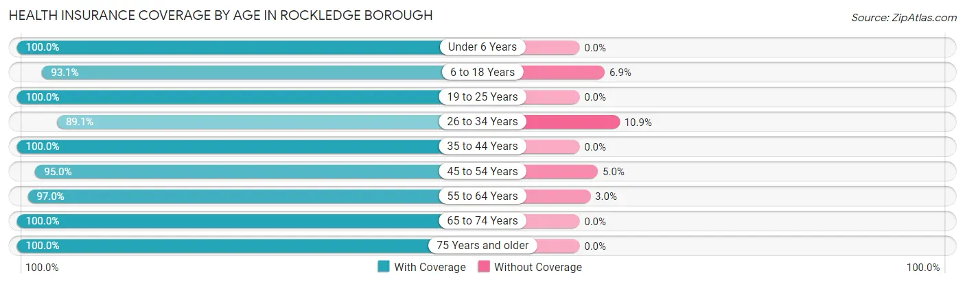 Health Insurance Coverage by Age in Rockledge borough