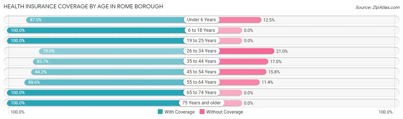 Health Insurance Coverage by Age in Rome borough