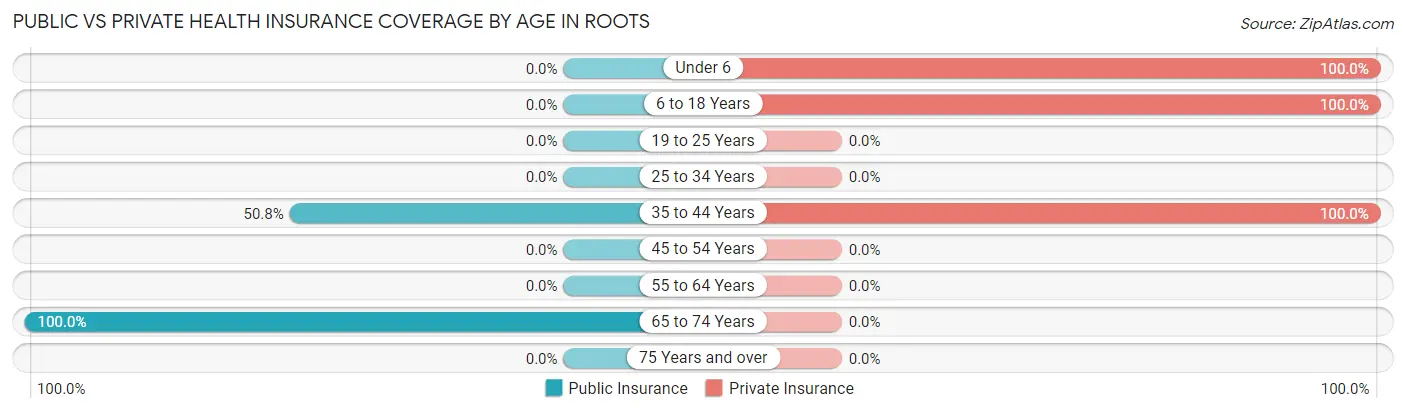Public vs Private Health Insurance Coverage by Age in Roots