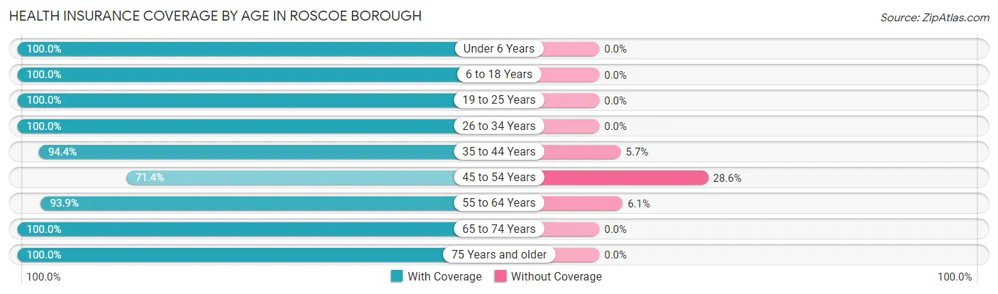 Health Insurance Coverage by Age in Roscoe borough