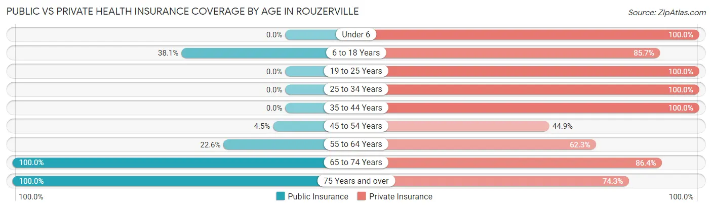 Public vs Private Health Insurance Coverage by Age in Rouzerville