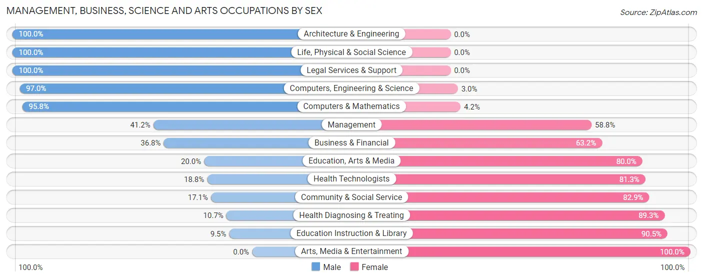 Management, Business, Science and Arts Occupations by Sex in Saegertown borough