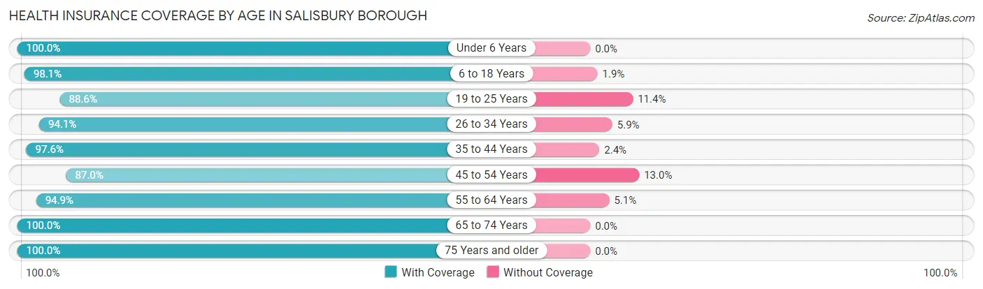 Health Insurance Coverage by Age in Salisbury borough