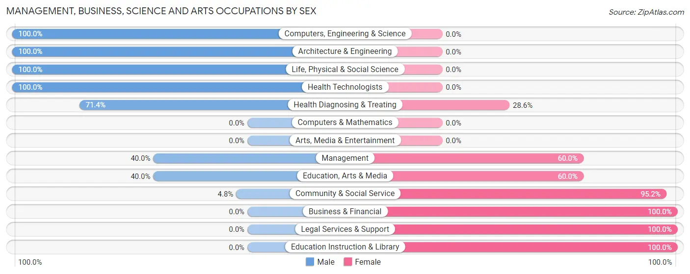Management, Business, Science and Arts Occupations by Sex in Salisbury borough