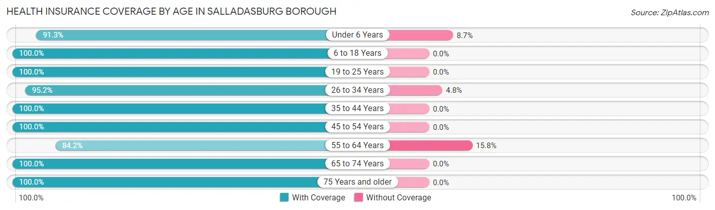 Health Insurance Coverage by Age in Salladasburg borough