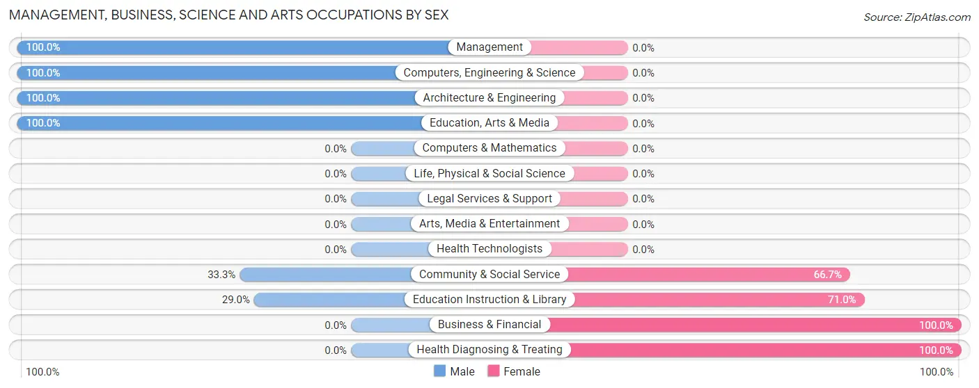 Management, Business, Science and Arts Occupations by Sex in Saltillo borough