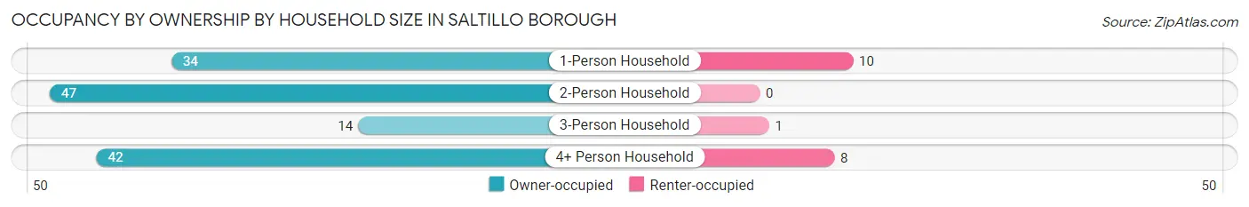 Occupancy by Ownership by Household Size in Saltillo borough