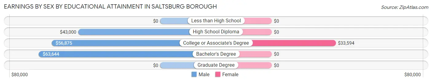 Earnings by Sex by Educational Attainment in Saltsburg borough