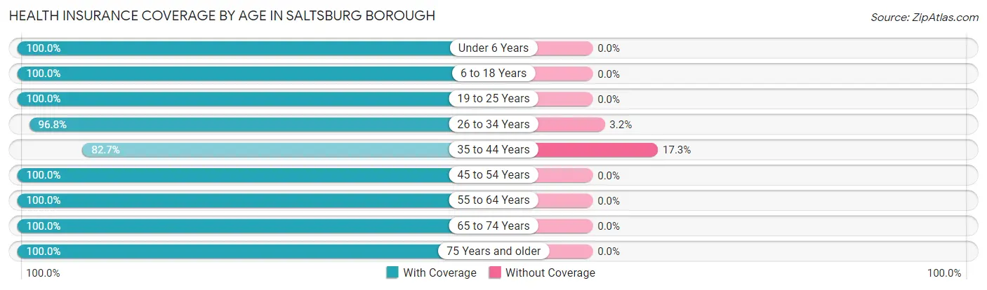 Health Insurance Coverage by Age in Saltsburg borough