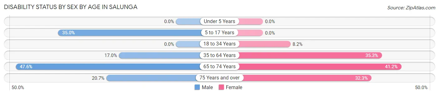 Disability Status by Sex by Age in Salunga