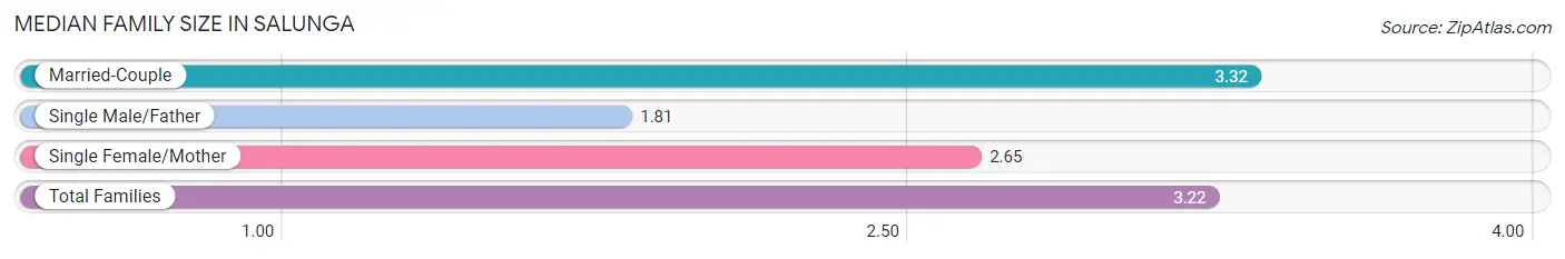 Median Family Size in Salunga