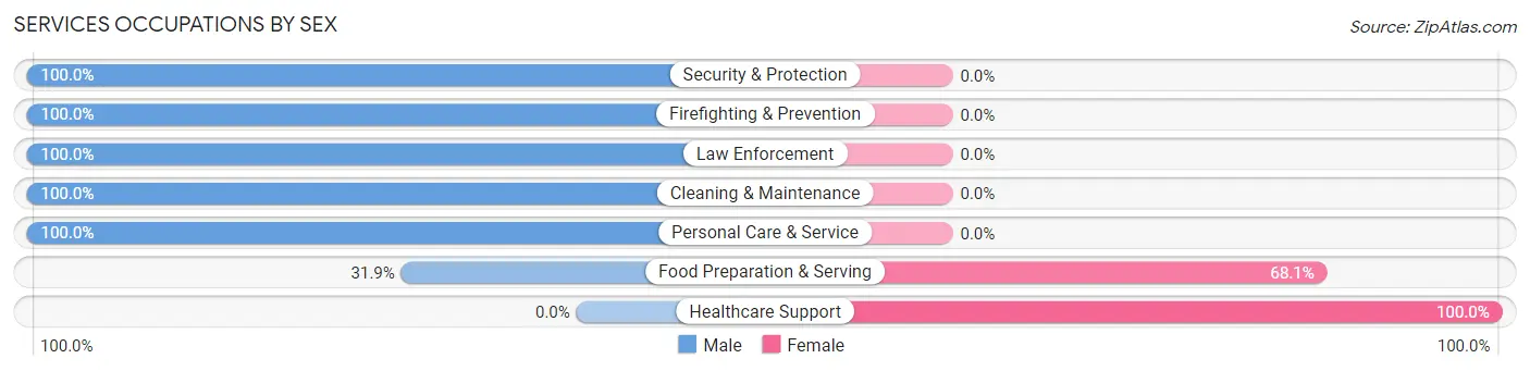 Services Occupations by Sex in Salunga