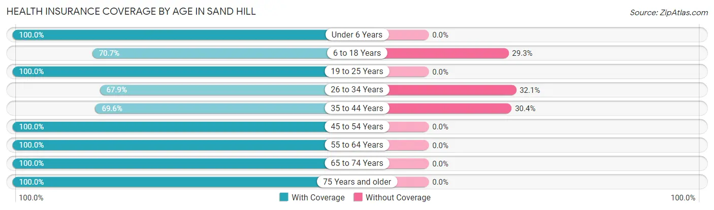 Health Insurance Coverage by Age in Sand Hill
