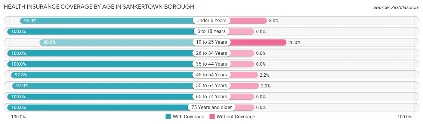 Health Insurance Coverage by Age in Sankertown borough