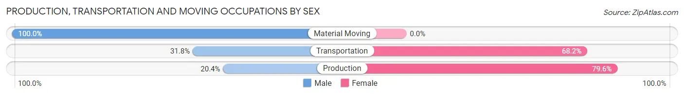 Production, Transportation and Moving Occupations by Sex in Saw Creek