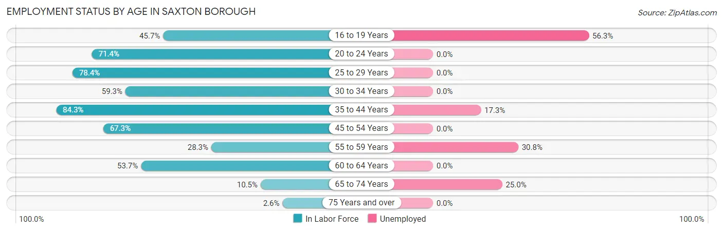Employment Status by Age in Saxton borough