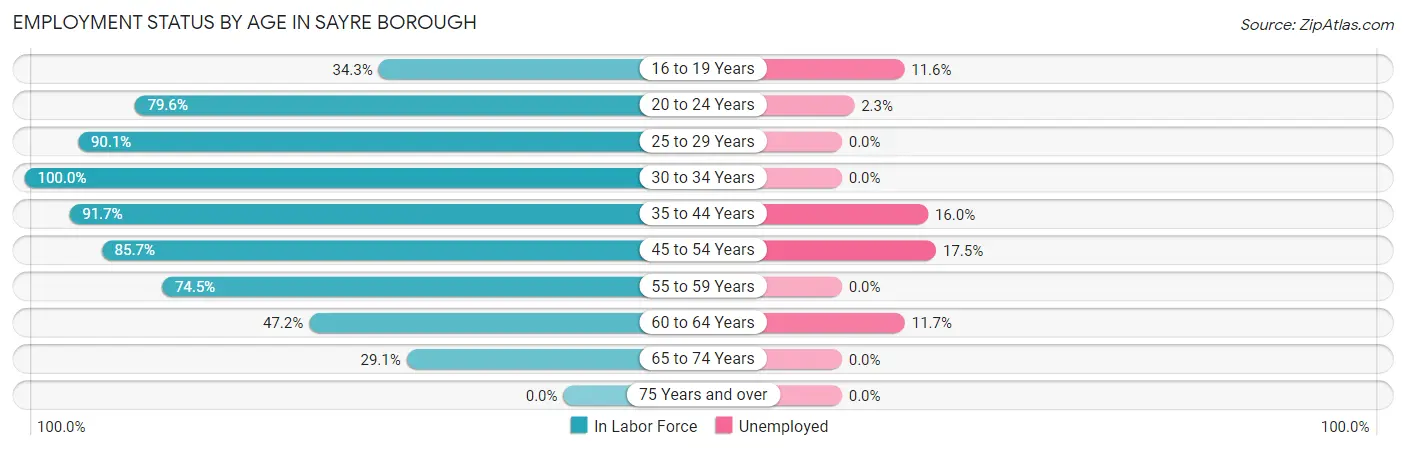 Employment Status by Age in Sayre borough
