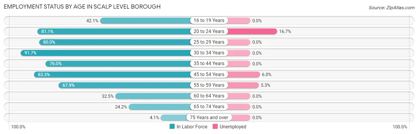 Employment Status by Age in Scalp Level borough