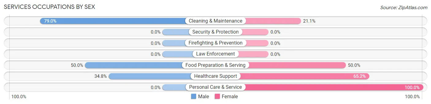 Services Occupations by Sex in Scalp Level borough