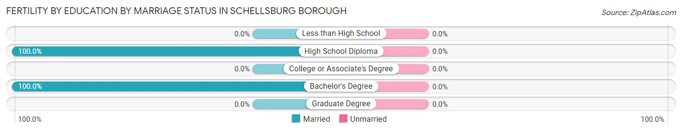 Female Fertility by Education by Marriage Status in Schellsburg borough