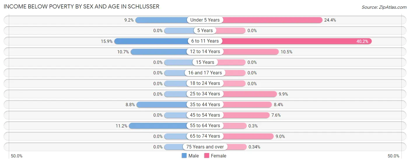 Income Below Poverty by Sex and Age in Schlusser