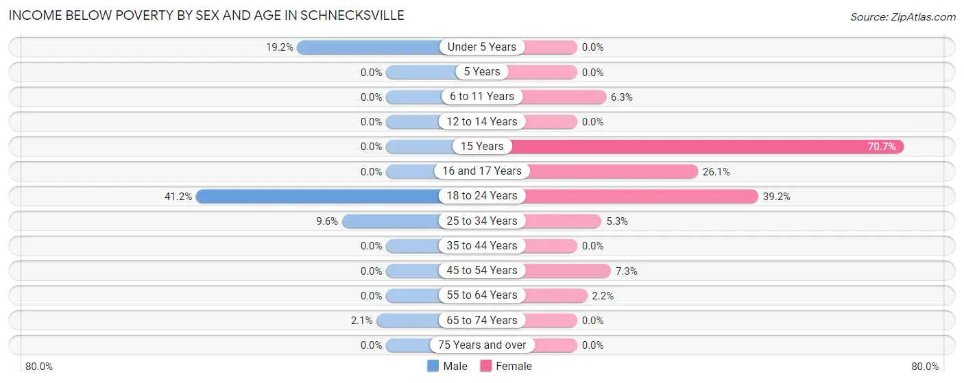 Income Below Poverty by Sex and Age in Schnecksville