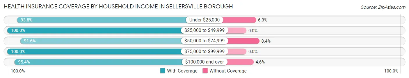 Health Insurance Coverage by Household Income in Sellersville borough