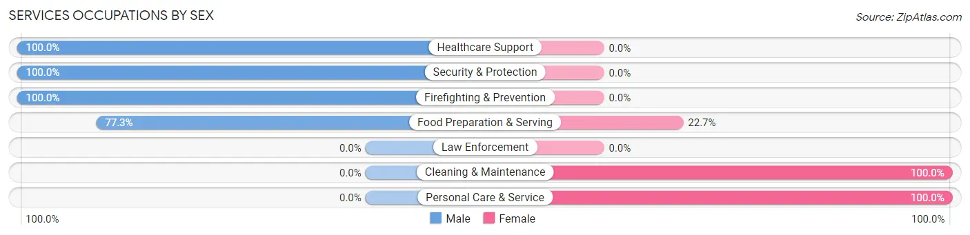 Services Occupations by Sex in Seven Fields borough