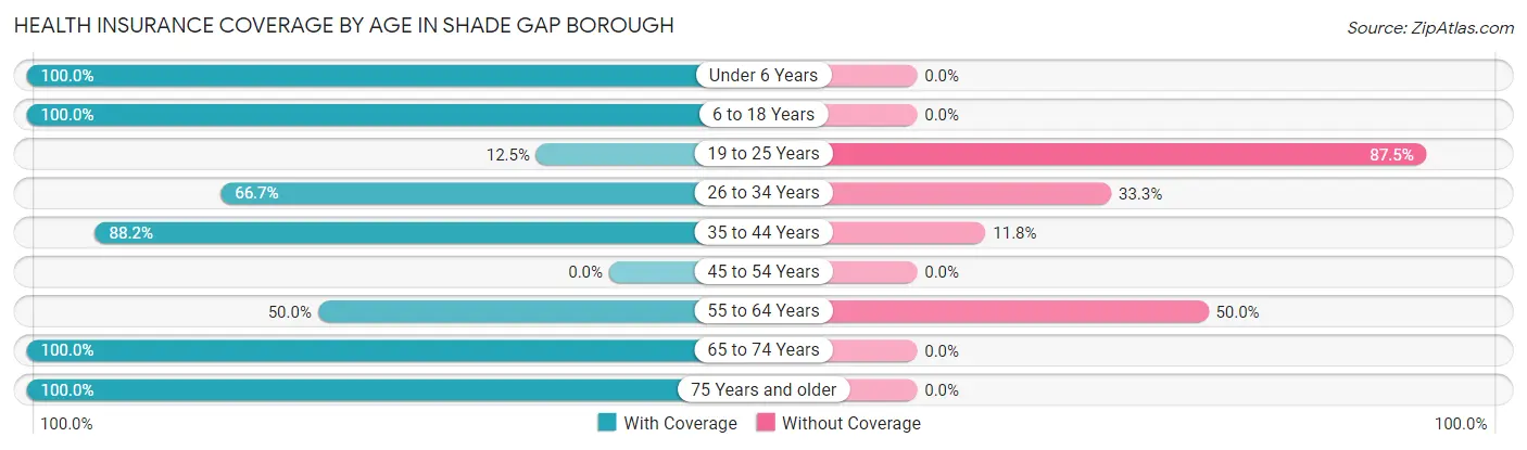 Health Insurance Coverage by Age in Shade Gap borough