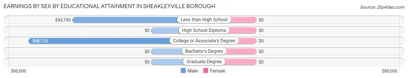 Earnings by Sex by Educational Attainment in Sheakleyville borough