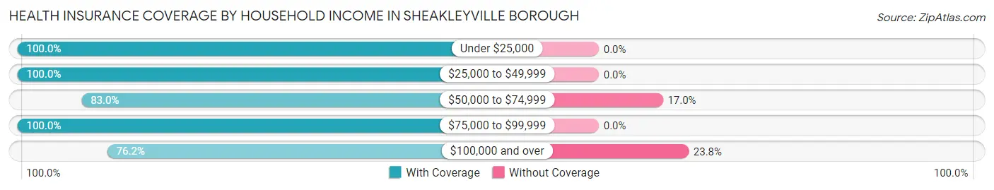 Health Insurance Coverage by Household Income in Sheakleyville borough