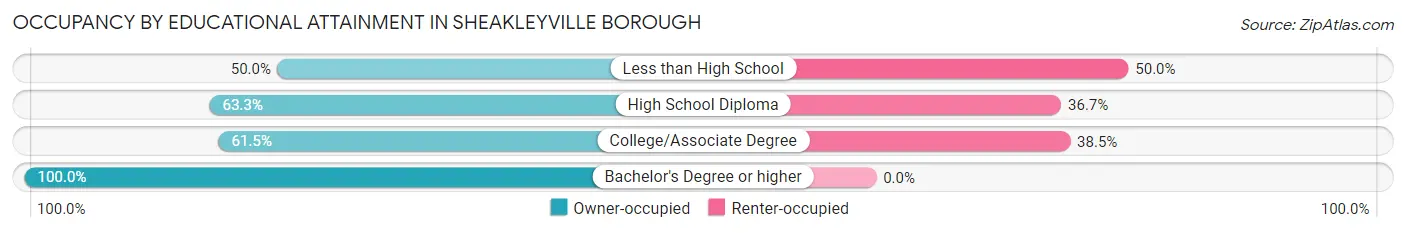 Occupancy by Educational Attainment in Sheakleyville borough