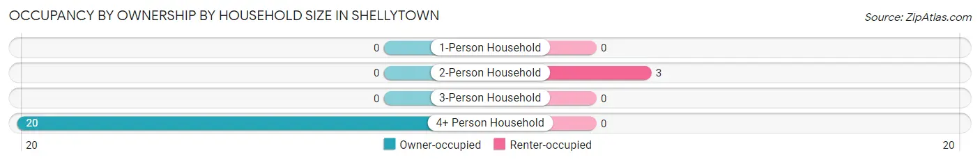 Occupancy by Ownership by Household Size in Shellytown