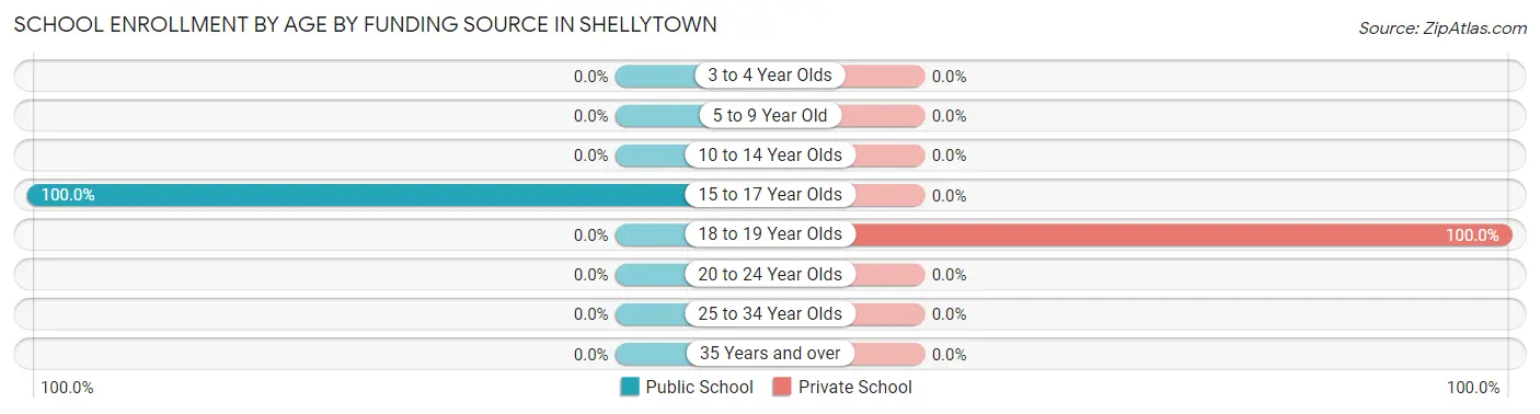 School Enrollment by Age by Funding Source in Shellytown