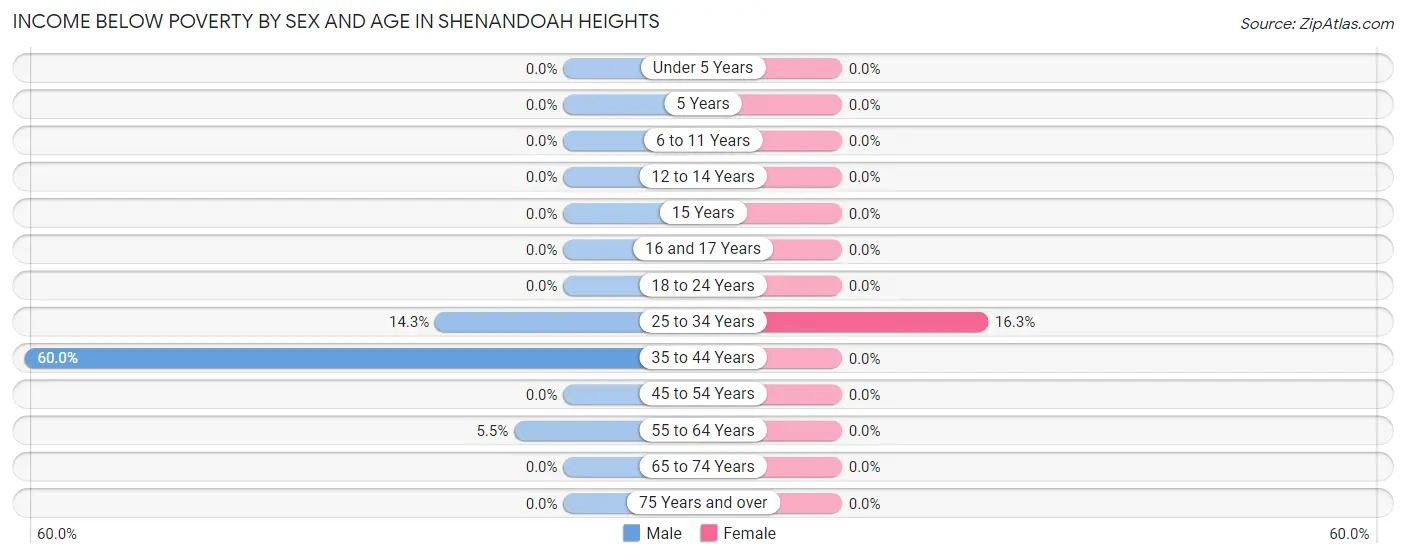 Income Below Poverty by Sex and Age in Shenandoah Heights