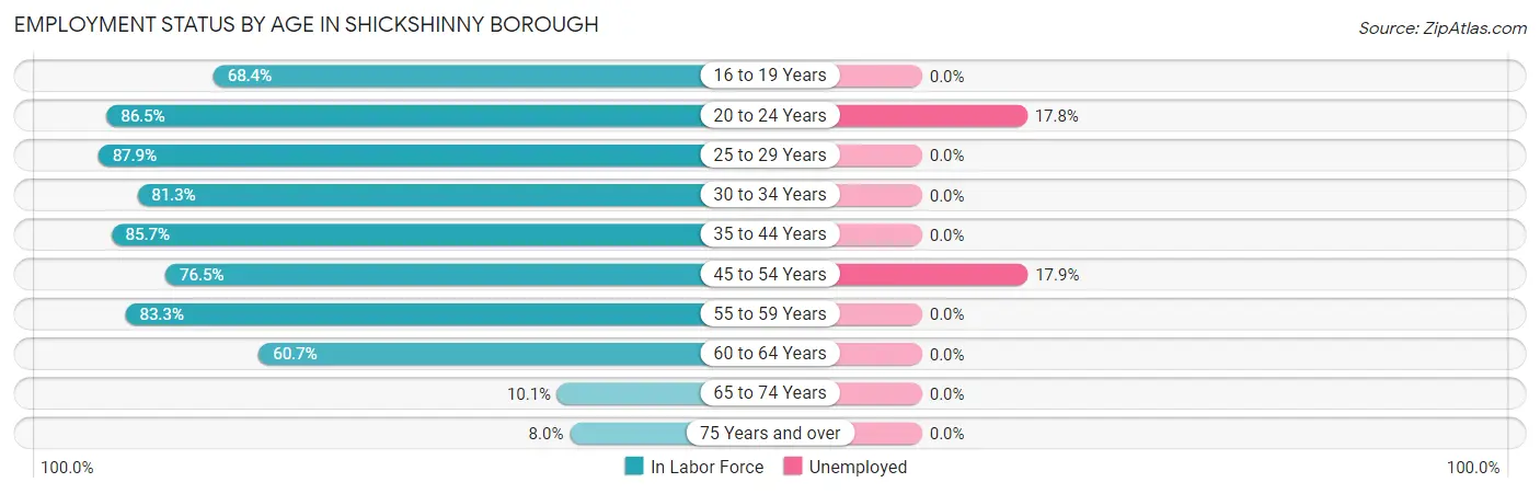 Employment Status by Age in Shickshinny borough