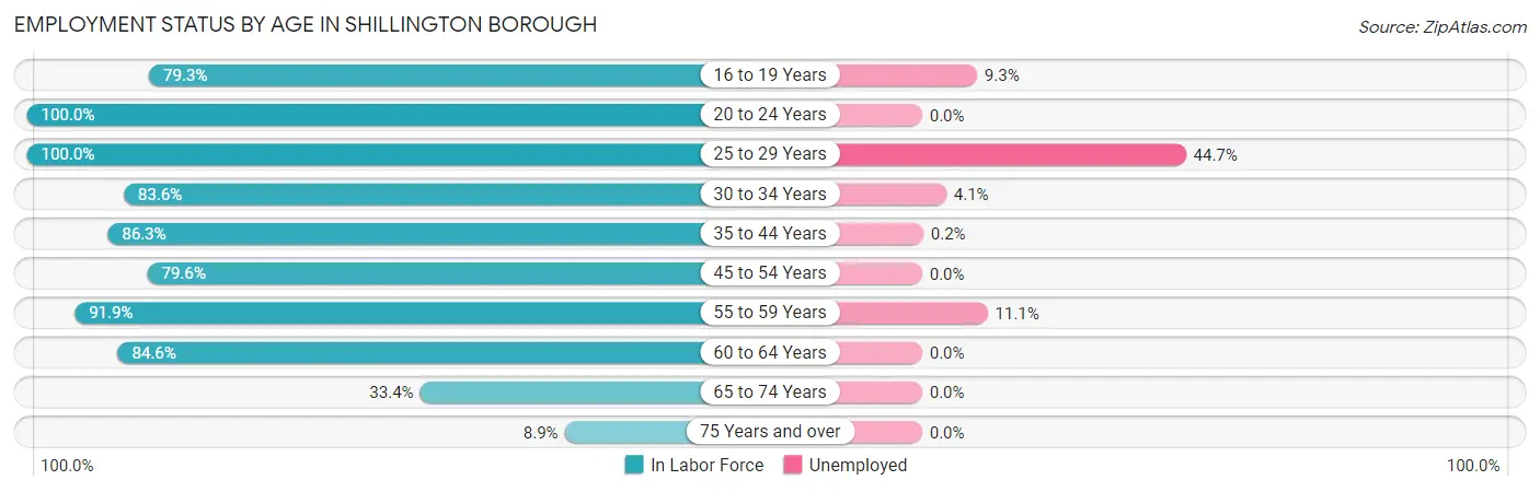 Employment Status by Age in Shillington borough