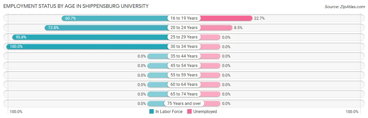 Employment Status by Age in Shippensburg University