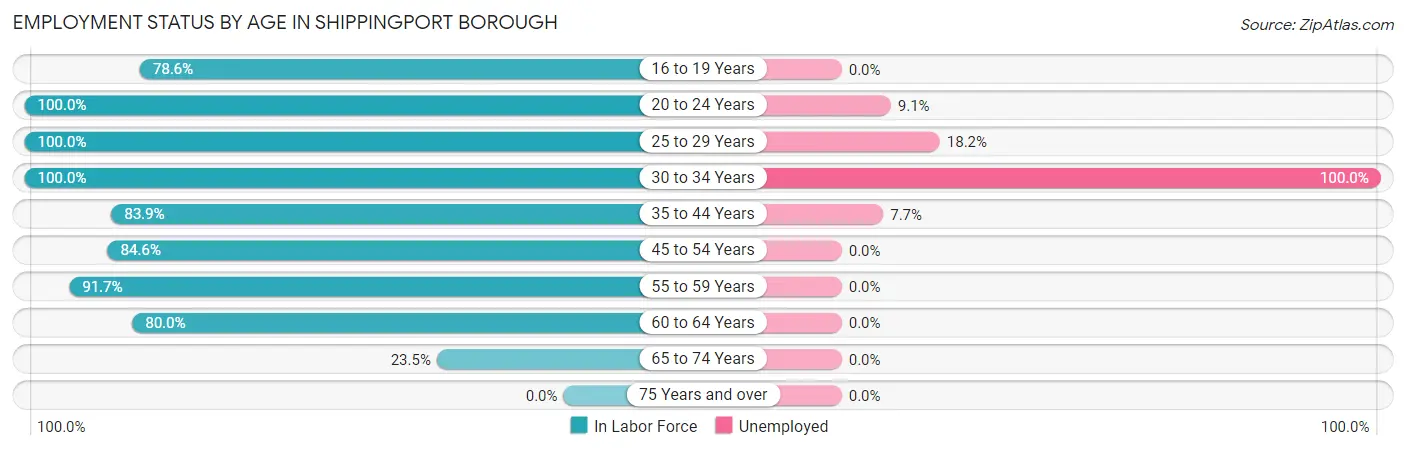 Employment Status by Age in Shippingport borough