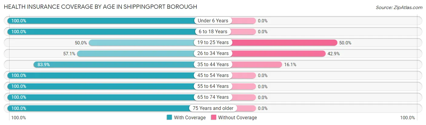 Health Insurance Coverage by Age in Shippingport borough